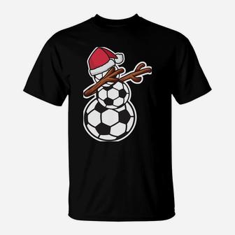 Dabbing Snowman Soccer Pajama Christmas T-Shirt | Crazezy AU