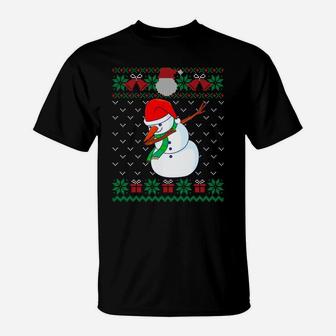 Dabbing Snowman, Ugly Christmas Sweater Xmas Dab Kids Boys Sweatshirt T-Shirt | Crazezy AU