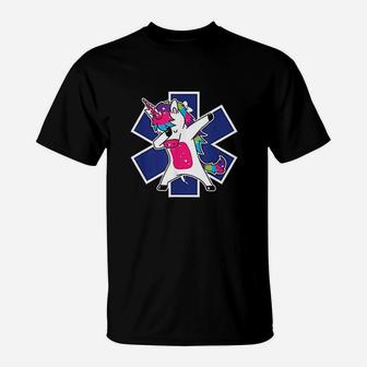 Dabbing Unicorn Ems Emt Nurse Medic Doctor Funny T-Shirt | Crazezy CA