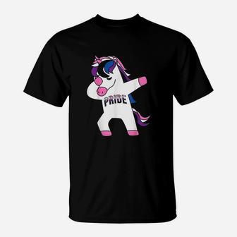 Dabbing Unicorn Genderfluid Pride Flag Lgbtq Cool Lgbt Gift T-Shirt | Crazezy UK
