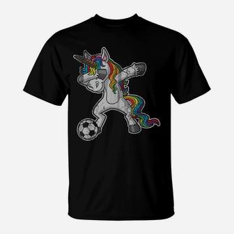 Dabbing Unicorn T Shirt Girls Soccer Gifts Kids Women T-Shirt | Crazezy