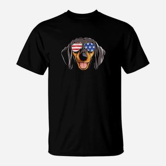 Dachshund 4Th Of July Sunglasses Usa American Flag T-Shirt - Monsterry