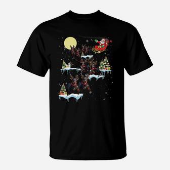 Dachshund Christmas Santa Sleigh Funny Dog Lover Xmas T-Shirt | Crazezy