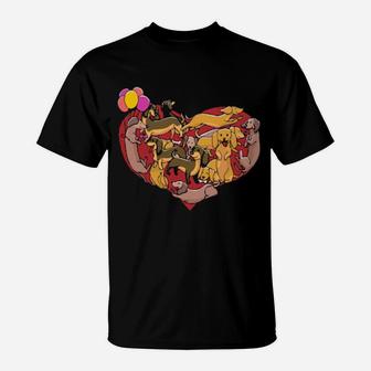 Dachshund Heart Shape Dog Lovers Valentines Day T-Shirt - Monsterry AU