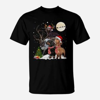 Dachshund Reindeer Xmas Lights Christmas Moon Xmas Dog Sweatshirt T-Shirt | Crazezy UK
