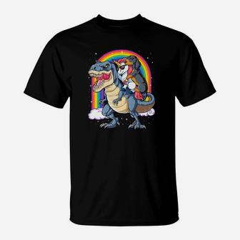 Dachshund Unicorn Dinosaur T Rex Kids Girls Rainbow T-Shirt - Thegiftio UK