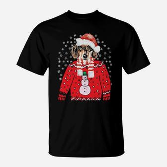 Dachshund Weiner Dog Doxie Ugly Xmas Santa Puppy Gift Outfit T-Shirt - Monsterry UK
