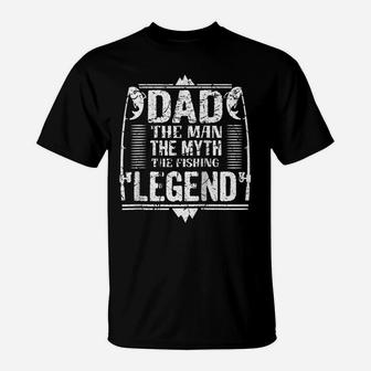 Dad The Man Myth Fishing Legend Funny Fishing Vintage Raglan Baseball Tee T-Shirt | Crazezy