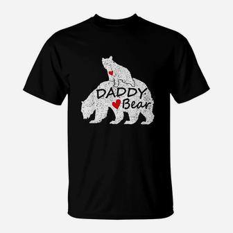 Daddy Bear With 1 One Cub Dad Fathers Day T-Shirt | Crazezy