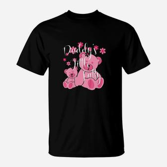 Daddy Little Fatty Cute Pink Bears Father Daughter Decor T-Shirt | Crazezy