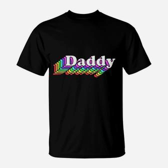 Daddy Retro Rainbow T-Shirt | Crazezy