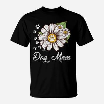 Daisy Flower Dog Mom Paw Footprint Funny Gift For Men Women T-Shirt | Crazezy