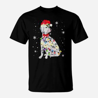 Dalmatian Dog Christmas Light Xmas Mom Dad Gifts T-Shirt | Crazezy UK
