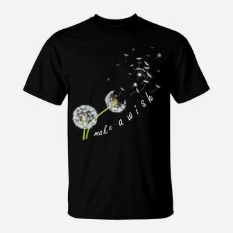 Dandelion Flower Print Lucky Charm Make A Wish T-Shirt | Crazezy AU