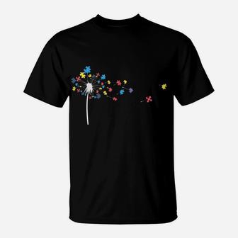 Dandelion Flower Puzzle Pieces Autism Awareness Shirts Gifts T-Shirt | Crazezy AU