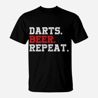 Darts Beer Repeat Dart-Player Funny Drinking Gift T-Shirt | Crazezy