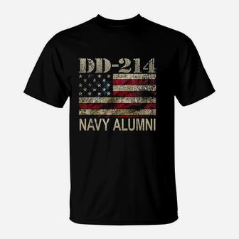 Dd214 Us Navy Alumni Vintage American Flag T-Shirt | Crazezy