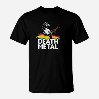 Death Metal Unicorn Retro Rainbow T-Shirt | Crazezy