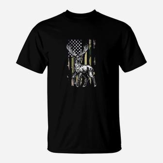 Deer Hunt American Flag T-Shirt | Crazezy
