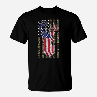 Deer Hunting 4Th Of July American Flag Camo Patriotic Hunter T-Shirt | Crazezy