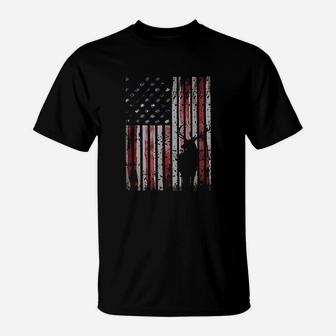 Deer Hunting American Flag Gift For Whitetail Buck Hunters T-Shirt | Crazezy