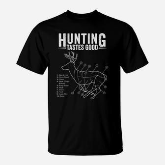 Deer Hunting Whitetail Buck Meat Cut Chart Funny Hunter T-Shirt | Crazezy AU