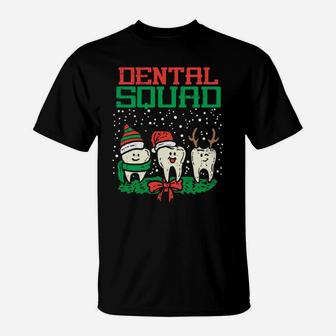 Dental Squad Christmas Teeth Reindeer Santa Dentist Gift T-Shirt | Crazezy