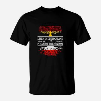 Deutsch-Polnische Wurzeln Schwarzes T-Shirt, Kulturelles Motiv Design - Seseable