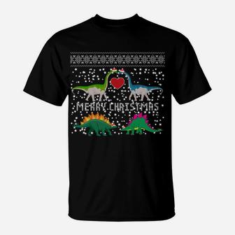 Dinosaur Ugly Christmas Sweater Funny Xmas Gift Adults Kids Sweatshirt T-Shirt | Crazezy