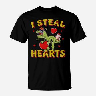Dinosaurs T Rex I Steal Hearts Valentines Day T-Shirt - Monsterry DE