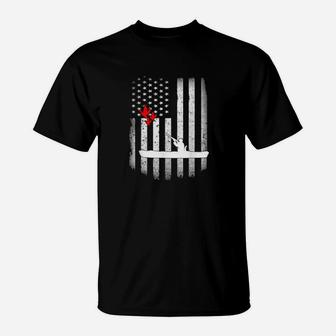 Distressed American Flag Kayak Duck Hunting Duck Hunting Lov T-Shirt - Monsterry