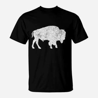 Distressed Buffalo Retro Bison Animal Lover Men Women Dad T-Shirt | Crazezy DE
