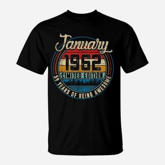 Distressed Retro January 1962 59Th Birthday Gift 59 Yrs Old T-Shirt | Crazezy