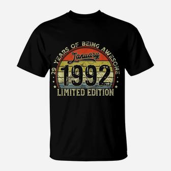 Distressed Retro January 1992 29Th Birthday Gift 29 Yrs Old T-Shirt | Crazezy