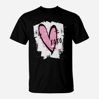 Distressed Xoxo Pink Heart T-Shirt - Monsterry