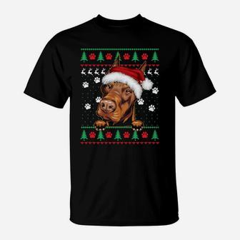 Doberman Christmas Ugly Sweater Funny Dog Lover Xmas Sweatshirt T-Shirt | Crazezy CA
