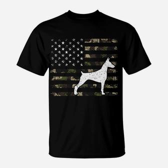 Doberman Dog Dad Mom Camouflage Usa Flag T-Shirt | Crazezy