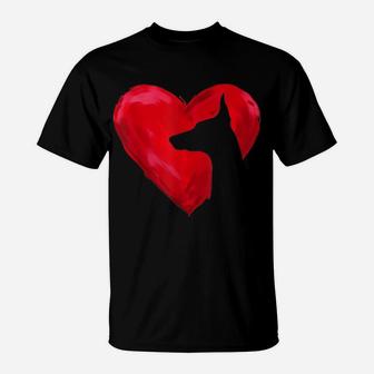 Doberman Heart Silhouette Valentine's Day Dog Lover Gift T-Shirt | Crazezy