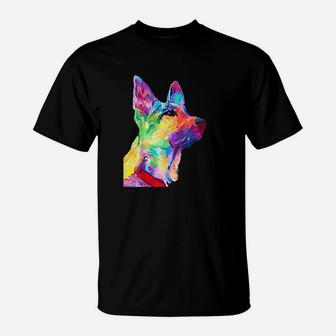 Dog Lover Gifts Colorful Cool German Shepherd T-Shirt | Crazezy