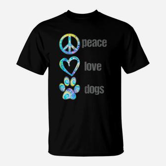 Dog Lover Shirts Peace Love Dogs Tie Dye Dog Dad Best Friend T-Shirt | Crazezy UK