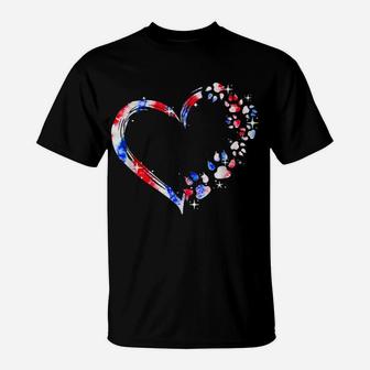 Dog Mom Dad Puppy Love Dogs Paw Heart Tie Dye 4Th Of July T-Shirt | Crazezy