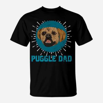 Dog Owner Fathers Day Puggle Dad Dog Lover Men Puggle T-Shirt | Crazezy CA