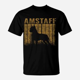 Dogs 365 Retro Amstaff American Staffordshire Dog Vintage T-Shirt | Crazezy DE