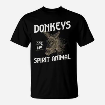 Donkeys Farm Spirit Animal, Funny Graphic Print T-Shirt | Crazezy