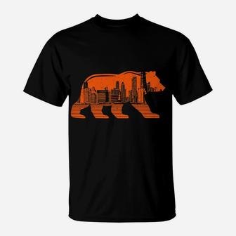 Downtown Chicago City Skyline Walking Bear Silhouette T-Shirt | Crazezy CA