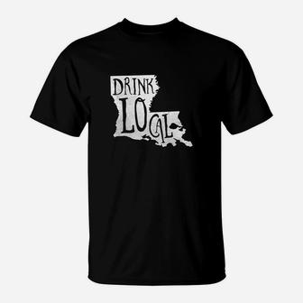Drink Local Louisiana State Outline Craft Beer T-shirt T-Shirt - Thegiftio UK