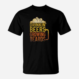 Drinkin Beers Growing Beards Funny Hipster Inspired T-Shirt | Crazezy DE