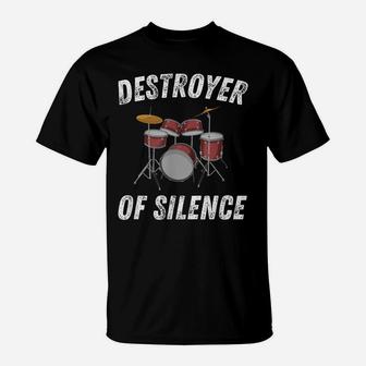 Drummer & Percussionist Funny Drum Saying Design Silence T-Shirt | Crazezy