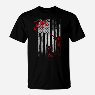 Duck Hunting With Dog Hunters Daddy Gift American Usa Flag T-Shirt | Crazezy