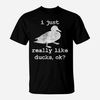Duck I Just Really Like Ducks Ok Vintage Hunting T-Shirt | Crazezy